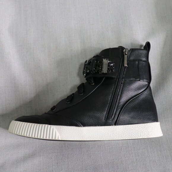 Karl Lagerfeld Hi Top Leather Sneakers Mens 10 Zip Up Black FLASH SALE - Picture 9 of 16